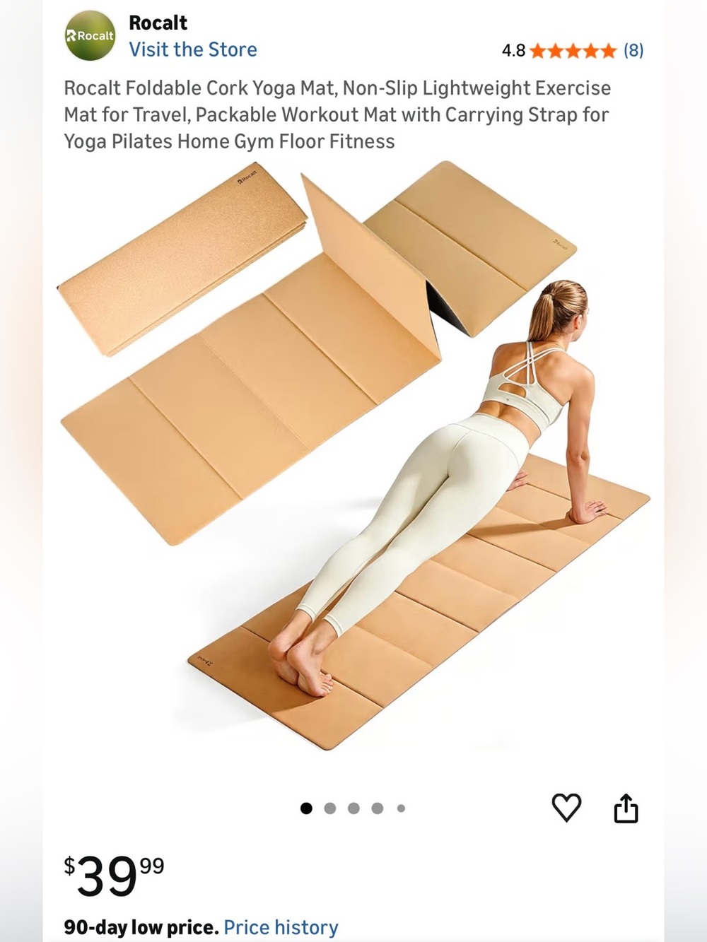Rocalt Foldable Cork Yoga Mat — Neutral Tan - BRAND NEW